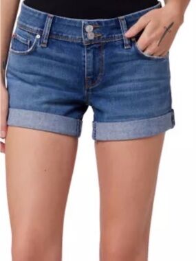 Hudson Jeans Women's Rolled Hem Denim Shorts in Medium Blue